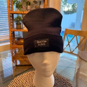 KB Ethos Black Beanie Hat Dont Be A Dick Patch Made in USA Knit Cuffed Cap